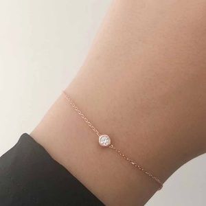 Minimalist CZ Stone Bracelet - Rose Gold